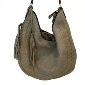Womens Purse Grey w Gold Accents